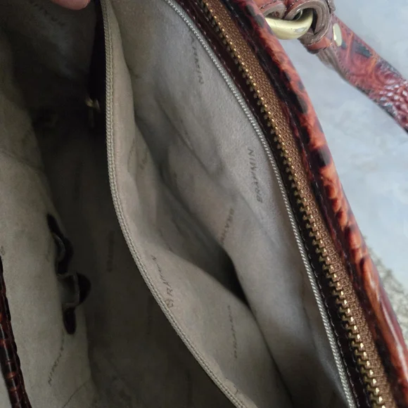 Brahmin Brown Crocodile Embossed Leather Tote